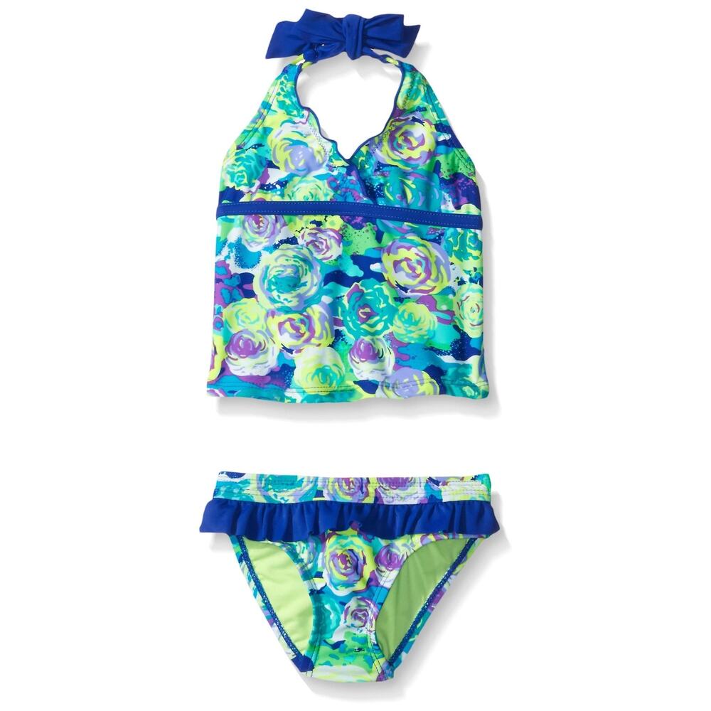 Breaking Waves Girls' Rainbow Rose Tankini Swimsuit Multi Size 6
